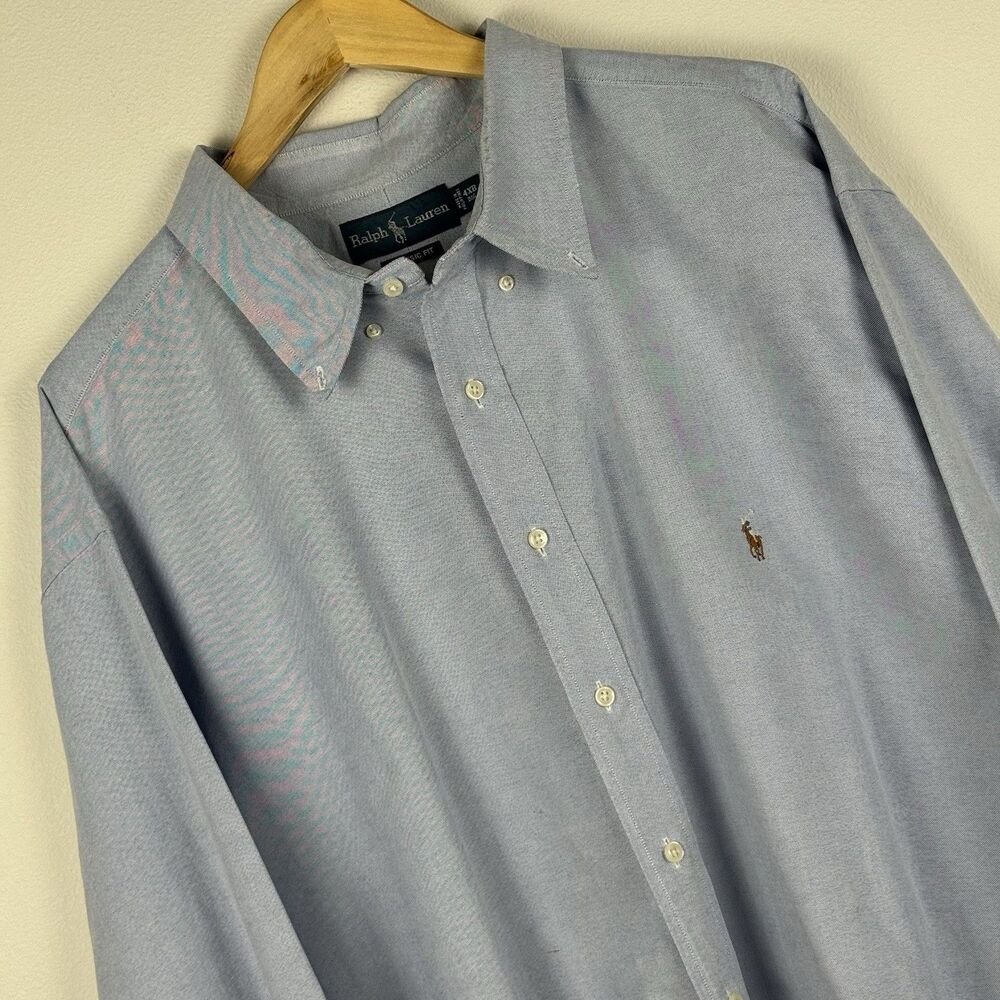 Polo Ralph Lauren Shirt Mens 4XB Blue Oxford Button Down Flesh Pony 4XL BIG TALL